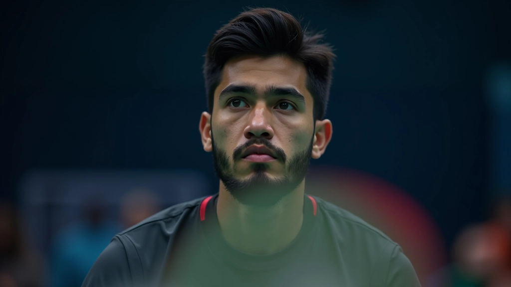 لاعب يركز على الكرة أثناء التدريب، تعبير تركيز عميق، ملعب داخلي مضاء بشكل احترافي